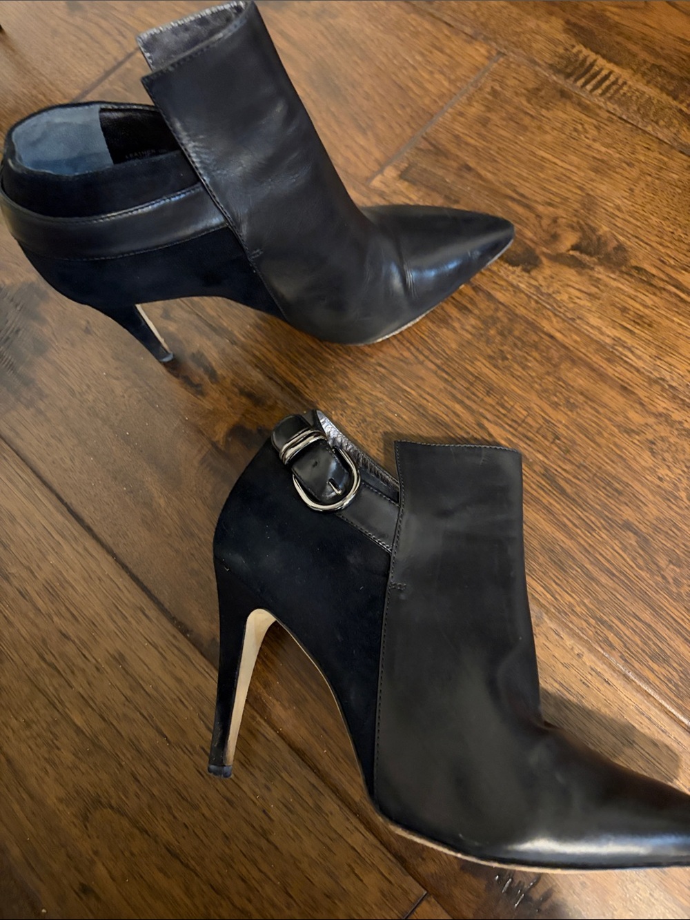 Via Spiga Black Pointed-Toe High Heel Ankle Boots